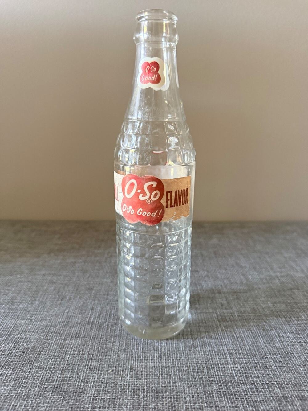 Vintage O-So 8oz Soda Pop Glass Bottle General Beverages Detroit O-So Good!
